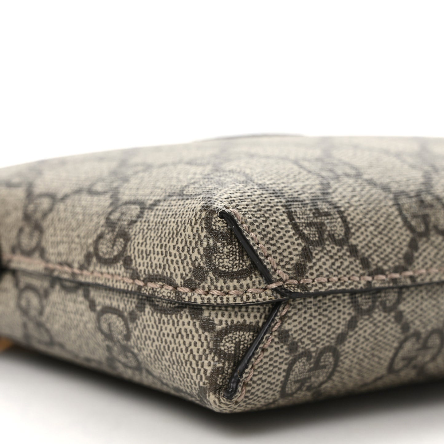 GG Supreme Monogram Azalea Calfskin Small Retro Interlocking G Wristlet Messenger Bag Beige Ebony Brown Sugar