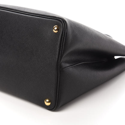 Prada Saffiano Cuir Large Double Bag Black Fuoco 7 of 9