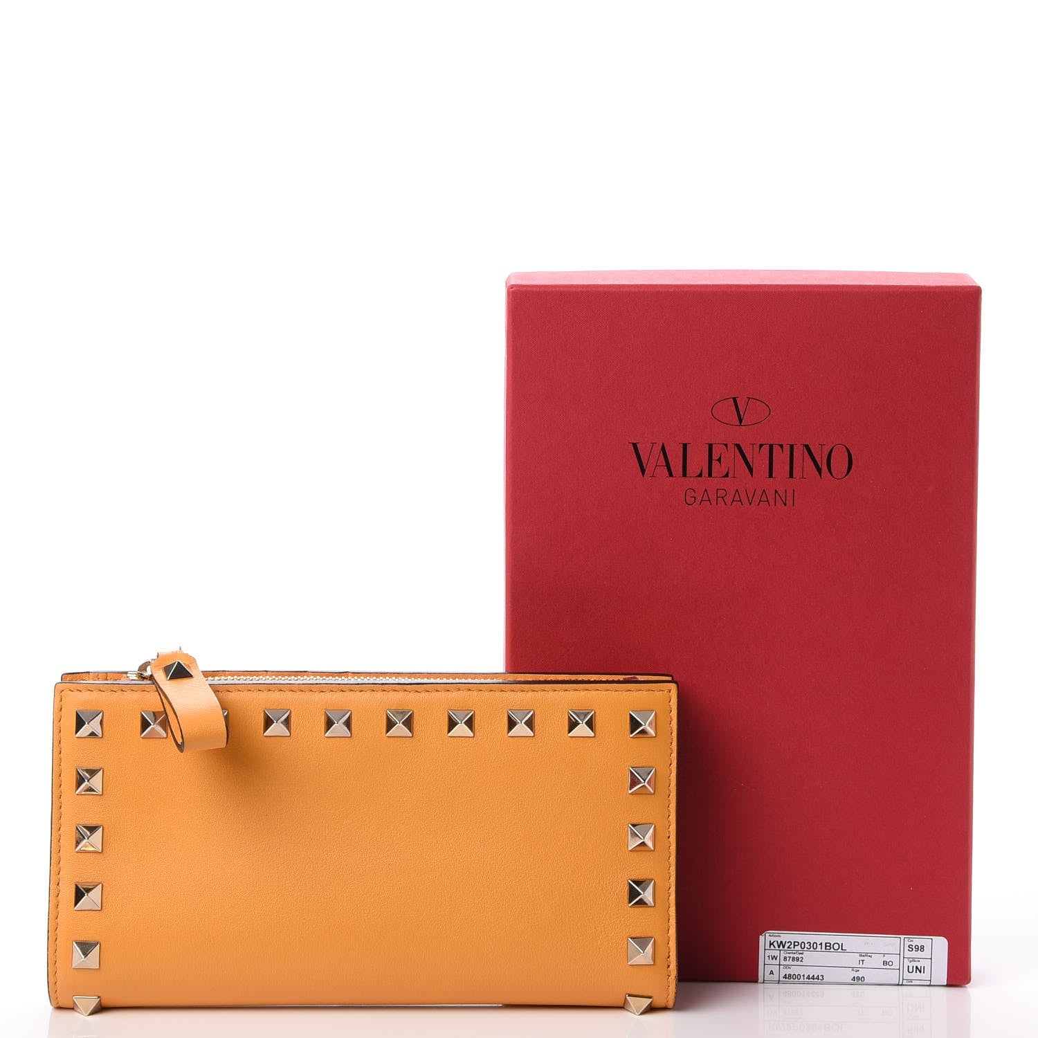 Valentino Garavani Calfskin Rockstud Continental Wallet Mandarin Sorbet 11 of 11