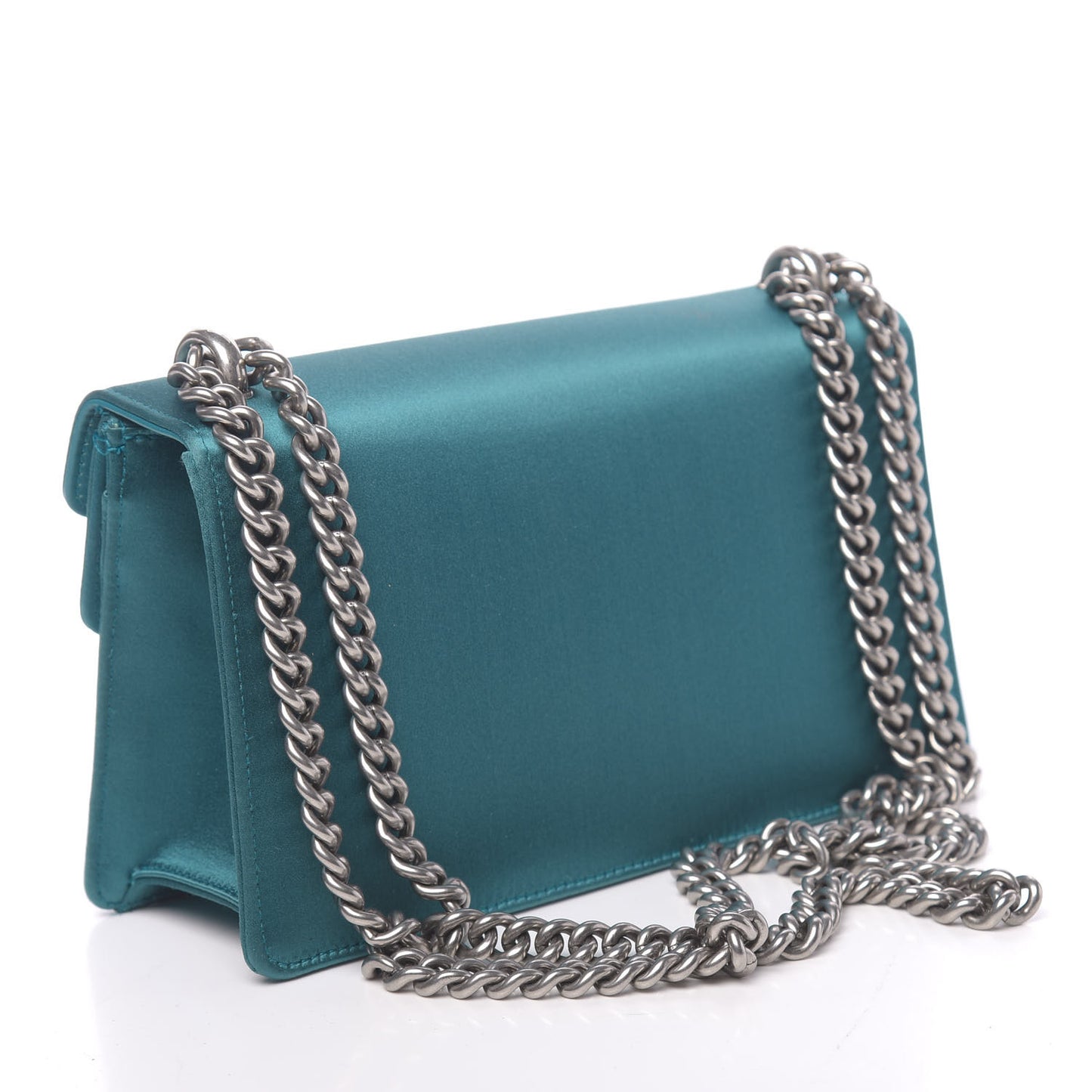 Satin Silk Crystal Small Dionysus Shoulder Bag Turchese Black Diamond