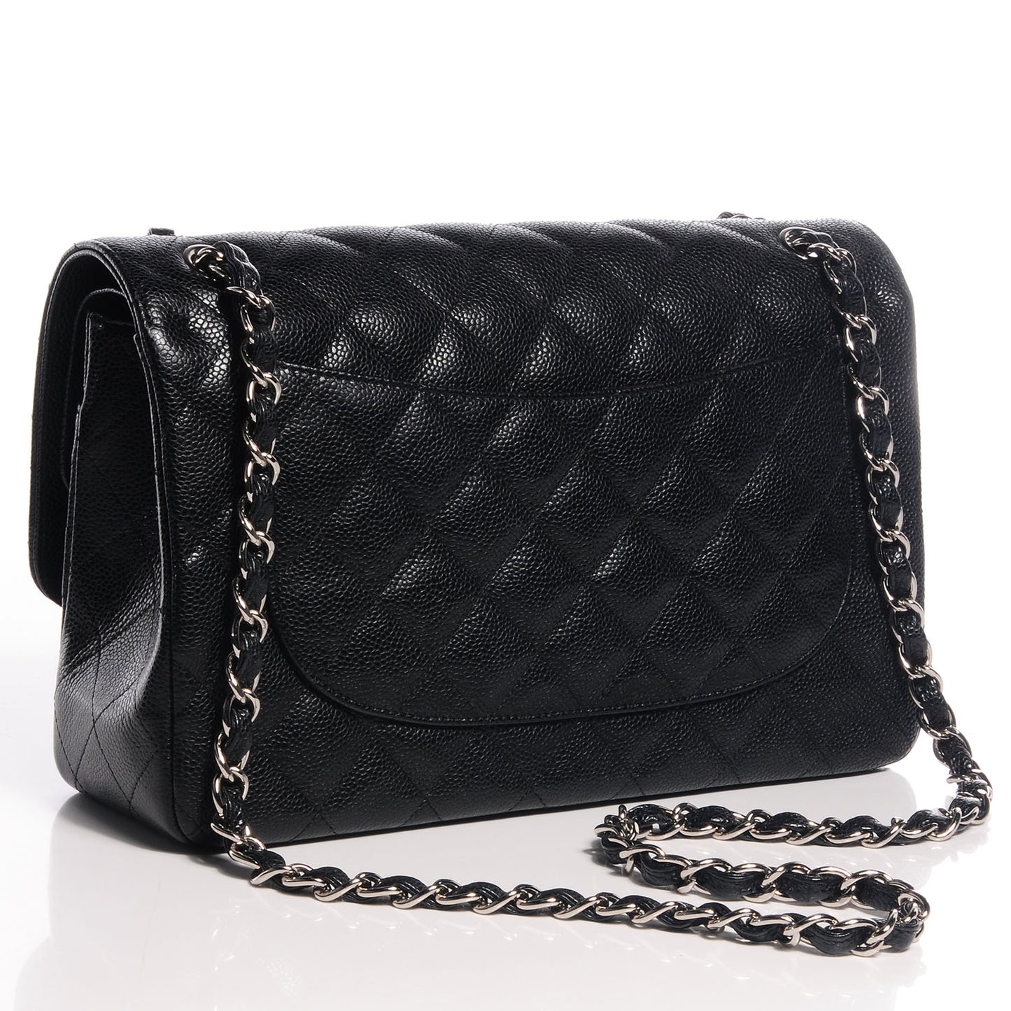 Caviar Quilted Jumbo Double Flap Black