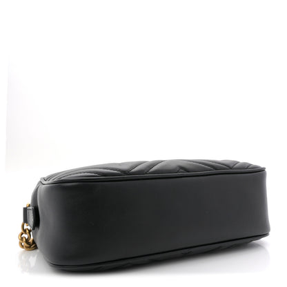Gucci Calfskin Matelasse Small GG Marmont Chain Shoulder Bag Black 4 of 11
