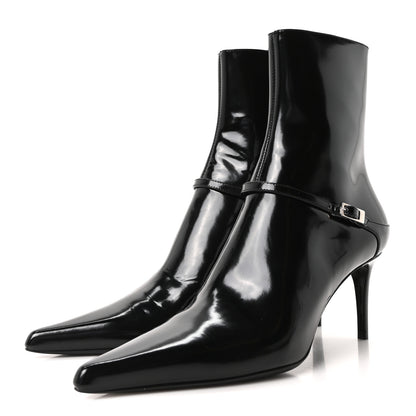 Saint Laurent Patent Vendome Buckle Ankle Booties 37 Black 4 of 9