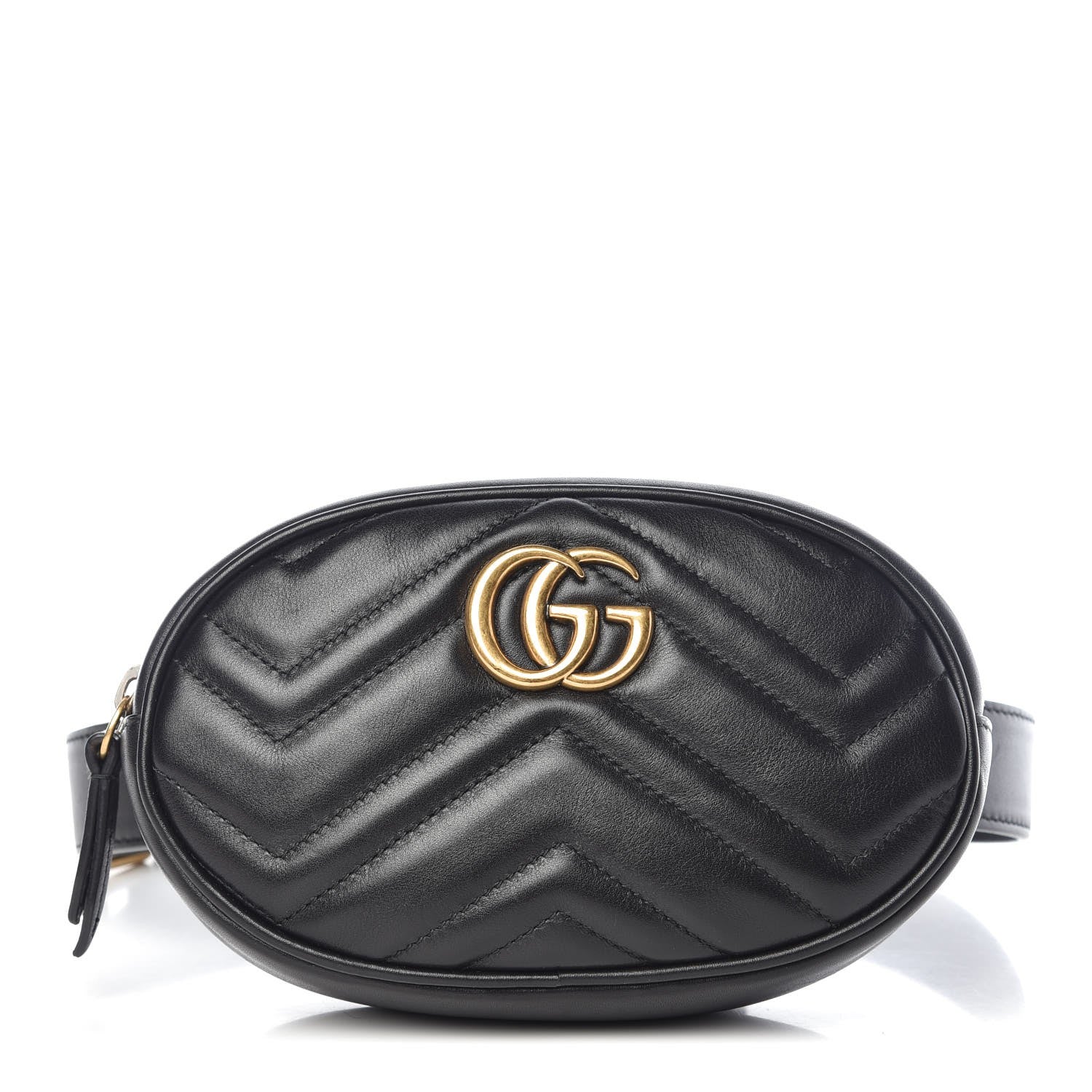 Gucci Calfskin Matelasse GG Marmont Belt Bag 85 34 Black 1 of 7