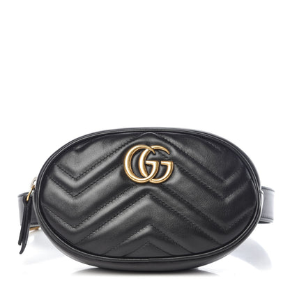 Gucci Calfskin Matelasse GG Marmont Belt Bag 85 34 Black 1 of 7