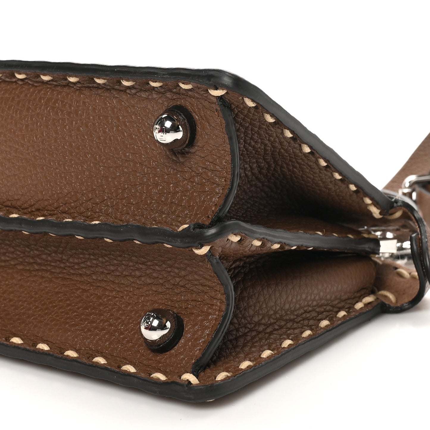 Fabric Woven Cuoio Romano Selleria Petite Peekaboo I SEE U Satchel Natural Gianduia