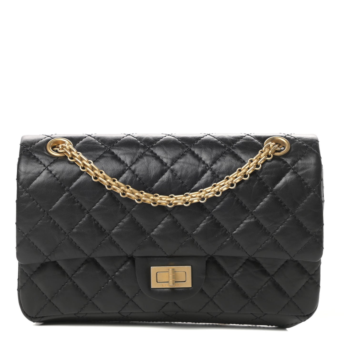 Aged Calfskin Quilted 2.55 Reissue 225 Flap Black