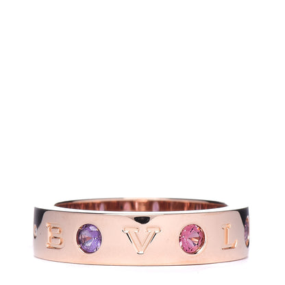 Bulgari 18K Rose Gold Amethyst Tourmaline Diamond Roman Sorbet Band Ring 55 7.25 1 of 5
