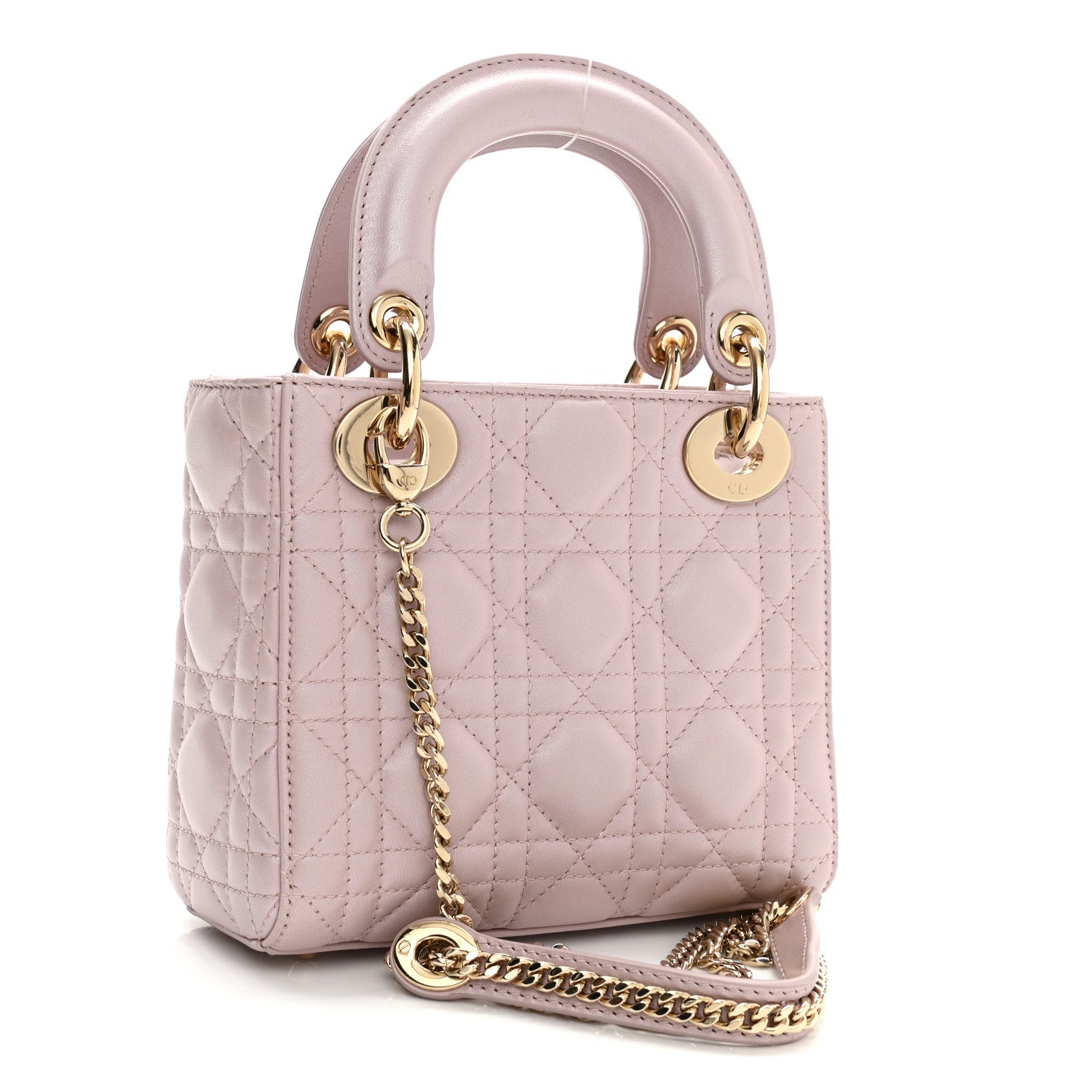 Christian Dior Metallic Lambskin Cannage Mini Lady Dior Lotus 2 of 10