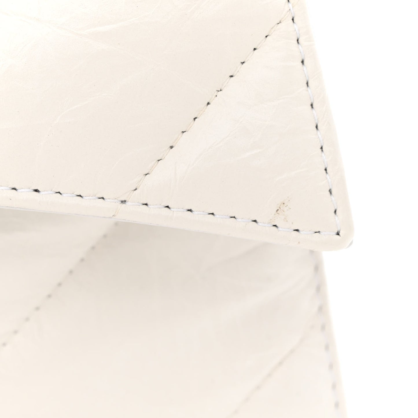Crushed Calfskin Quilted Medium Crush Chain Bag Optic White