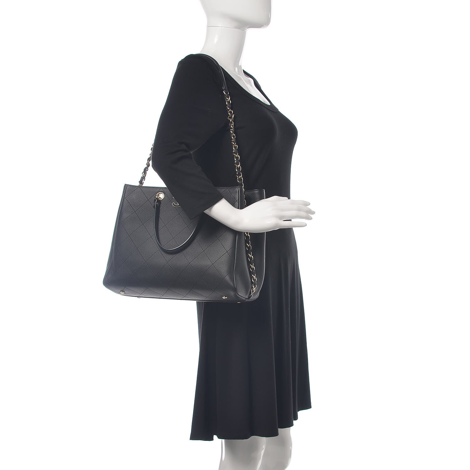 Chanel Bullskin Stitched Medium Shopping Bag Black 2 of 12