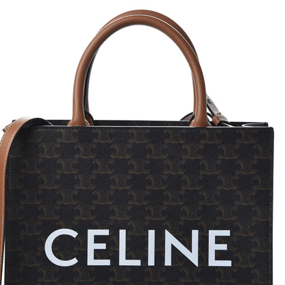 Celine Triomphe Canvas Calfskin Small Vertical Cabas Tan 7 of 9