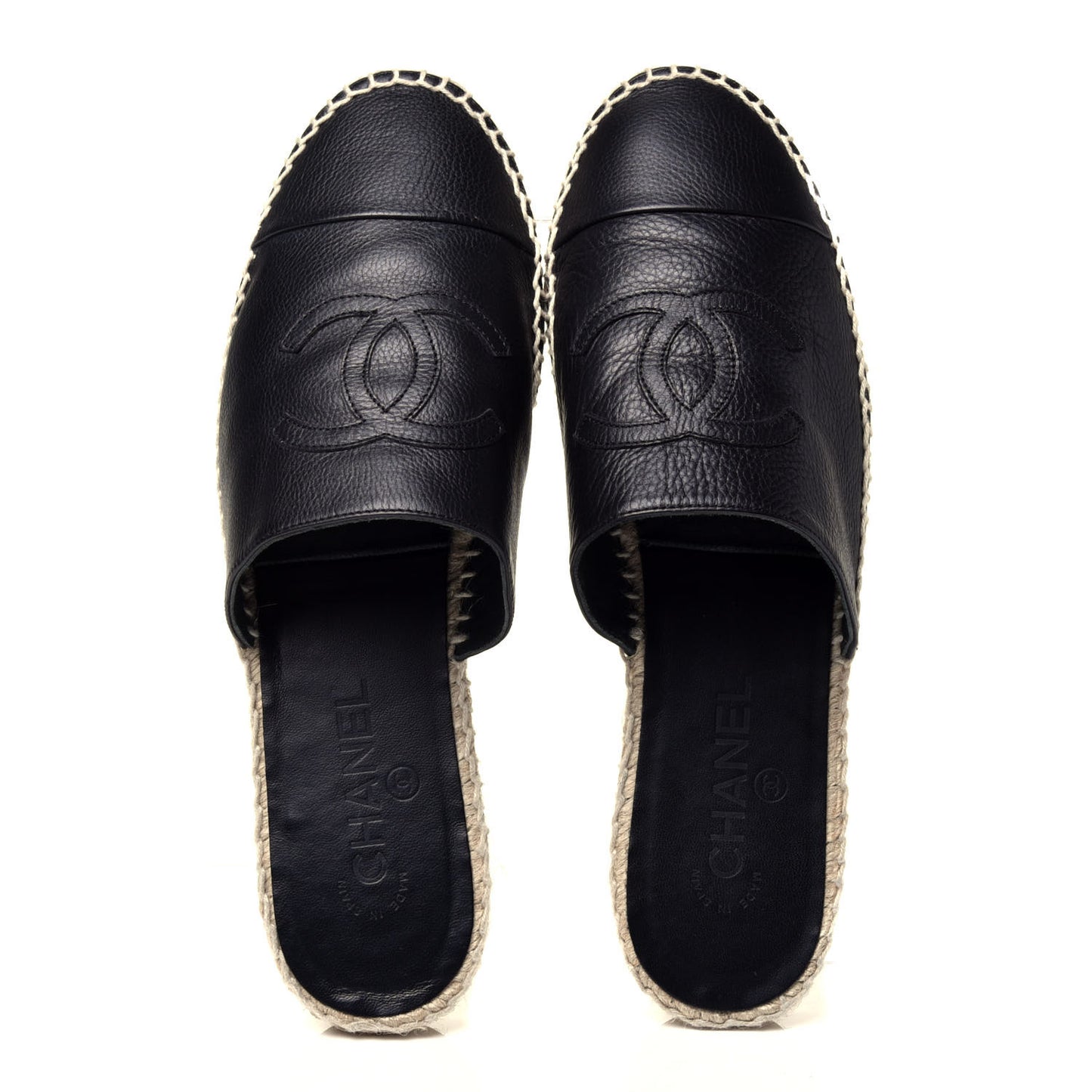 Calfskin CC Espadrille Mules 40 Black