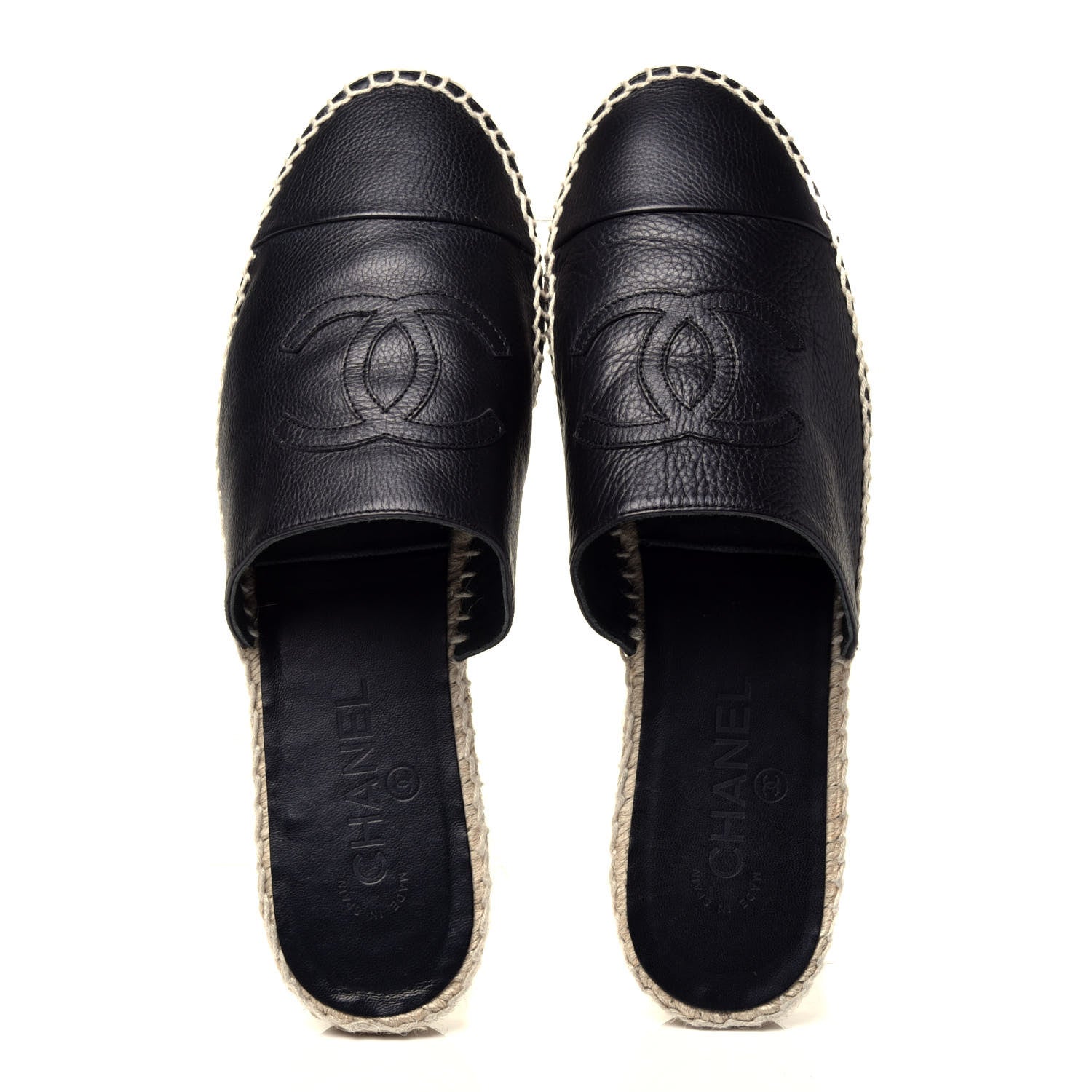 Chanel Calfskin CC Espadrille Mules 40 Black 6 of 10