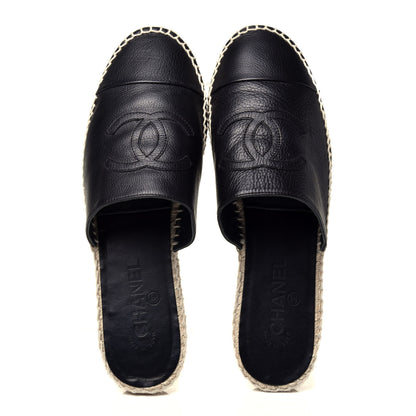 Chanel Calfskin CC Espadrille Mules 40 Black 6 of 10
