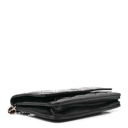 Chanel Patent Quilted Wallet On Chain WOC Black 5 of 13