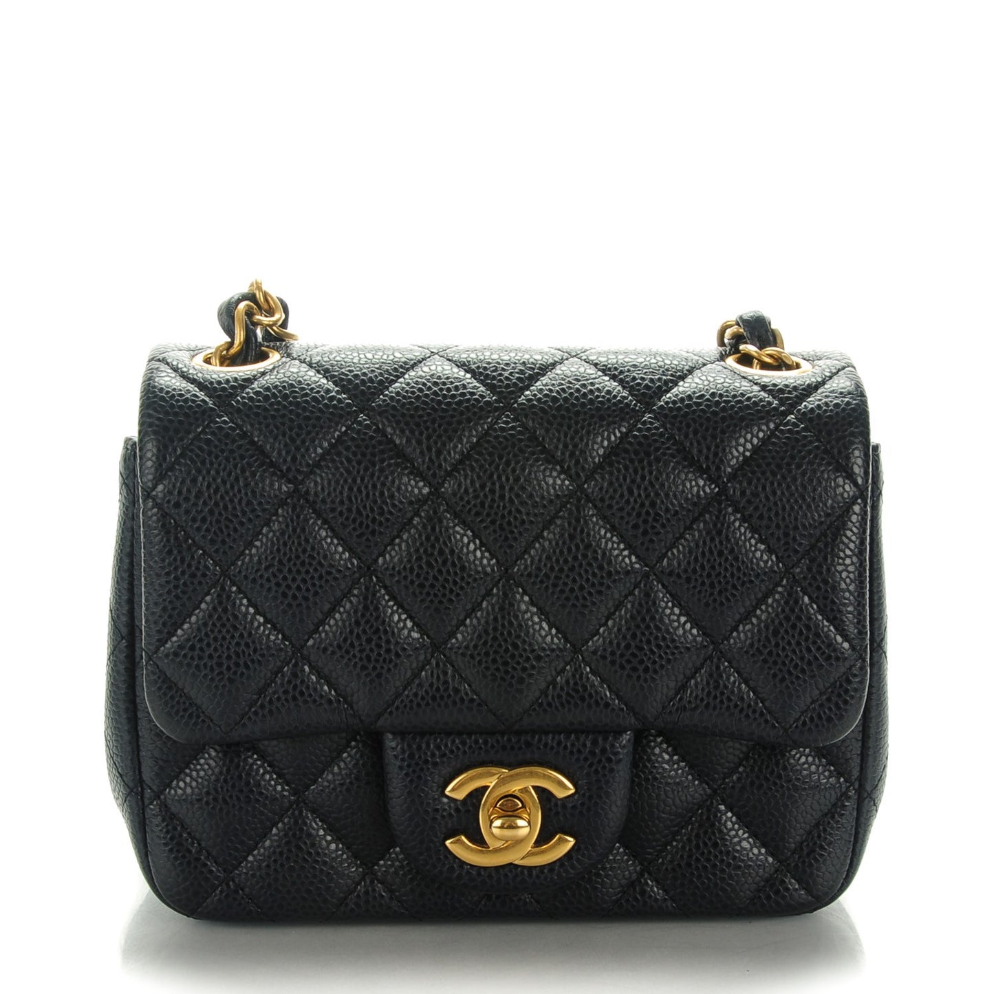 Caviar Quilted Mini Square Flap Navy