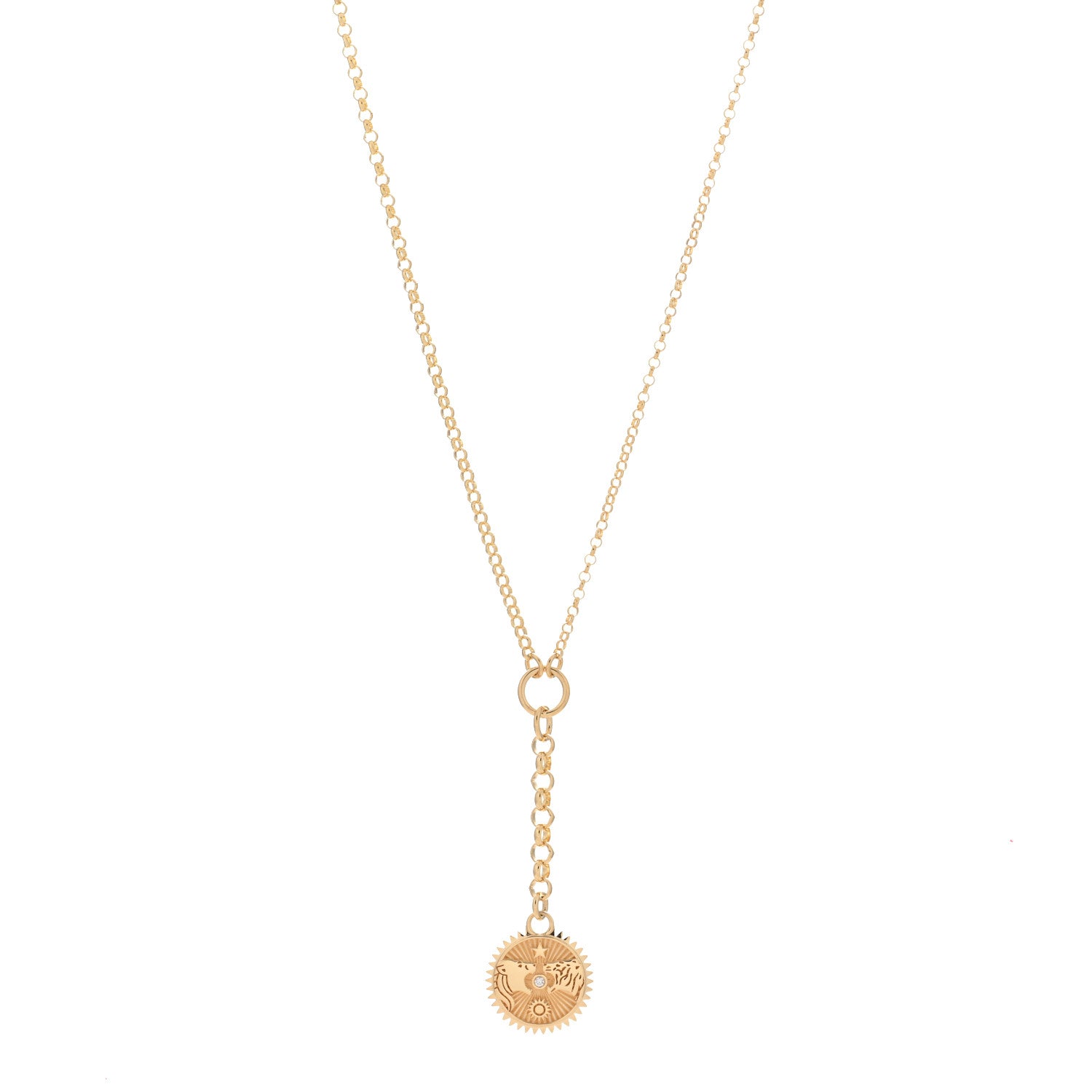Foundrae 18K Yellow Gold Diamond Solar Lunar Strength Small Mixed Belcher Extension Chain Necklace 1 of 5