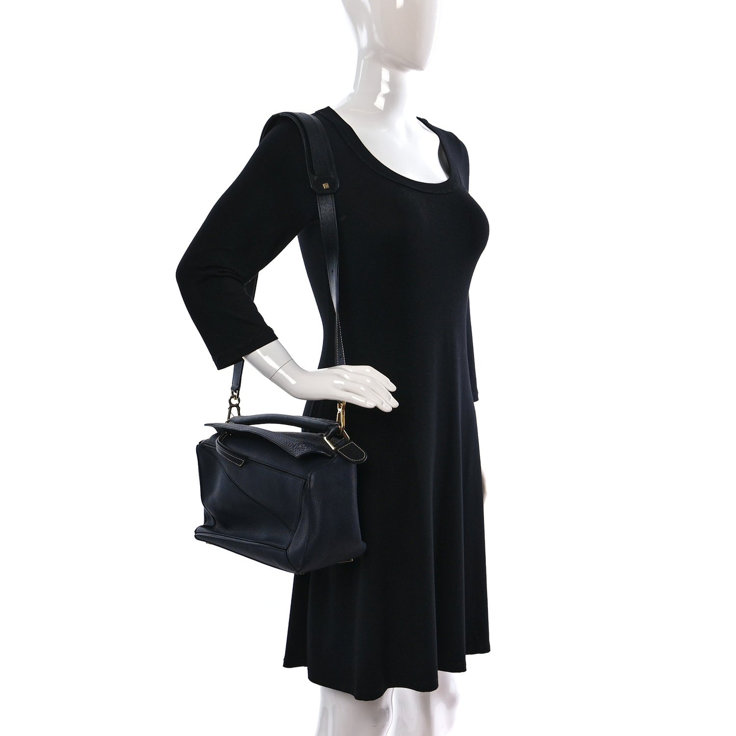 Calfskin Medium Puzzle Bag Midnight Blue Black