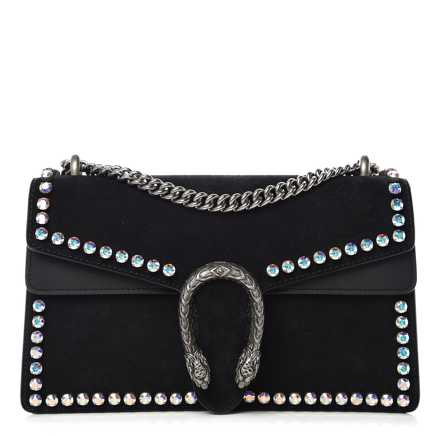 Gucci Suede Crystal Small Dionysus Shoulder Bag Black 1 of 11