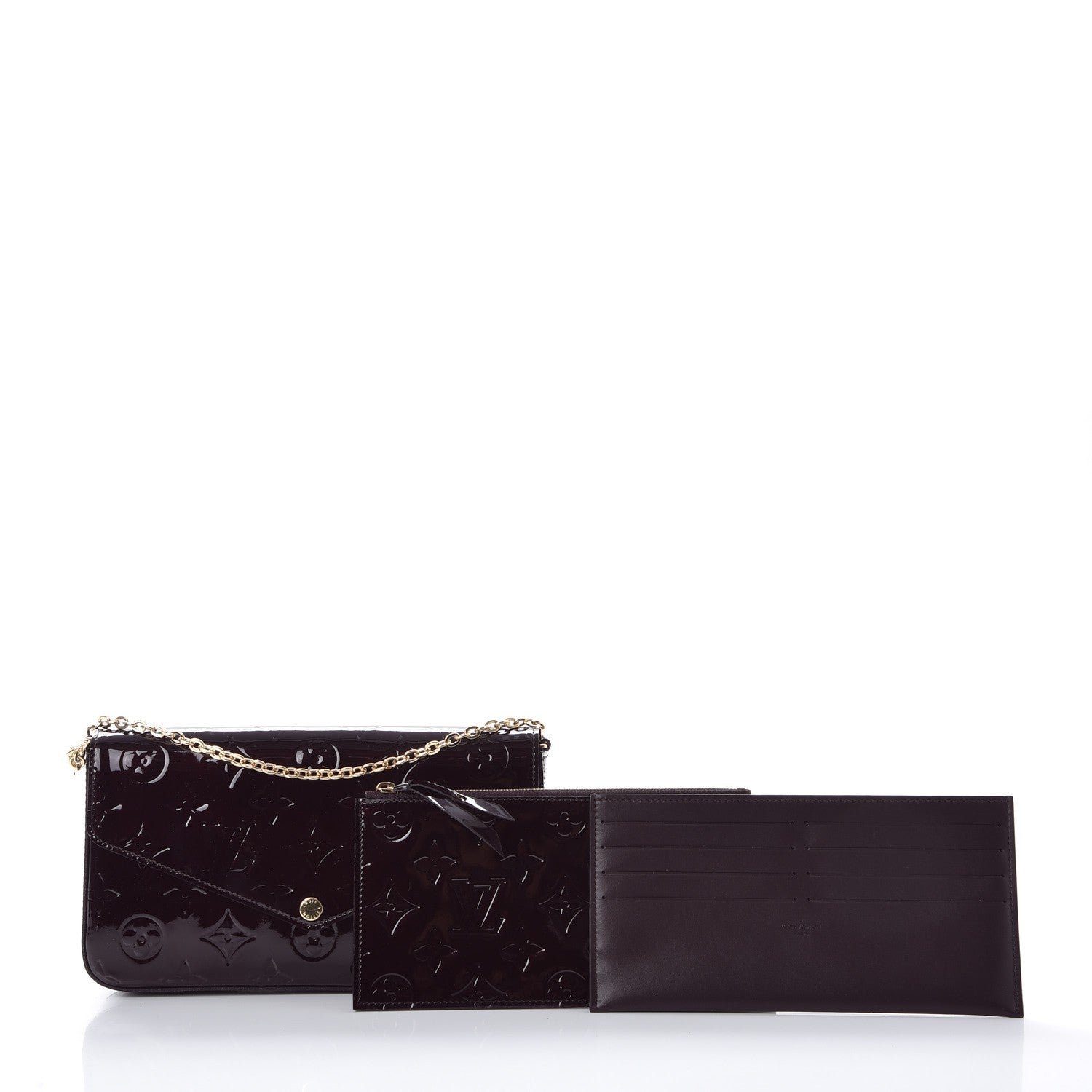 Louis Vuitton Vernis Pochette Felicie Chain Wallet Amarante 5 of 16
