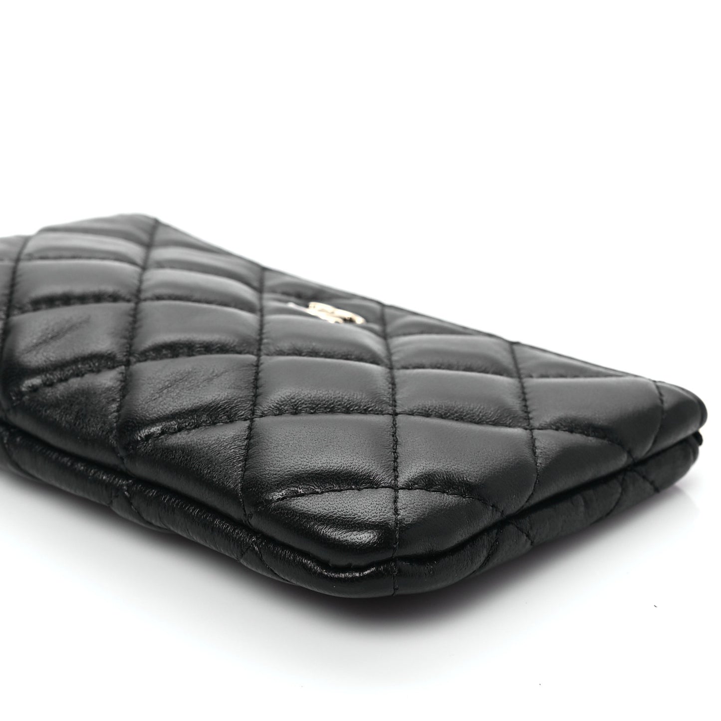 Lambskin Quilted Small No. 5 Cosmetic Case Black