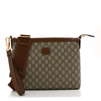 Gucci GG Supreme Monogram Azalea Calfskin Retro Interlocking G Wristlet Messenger Bag Beige Ebony Brown Sugar 1 of 11