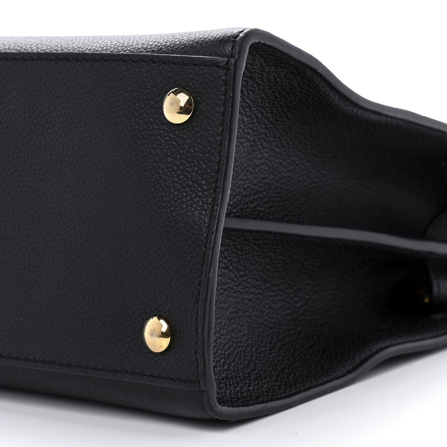 Grainy Calfskin Medium Title Bag Black