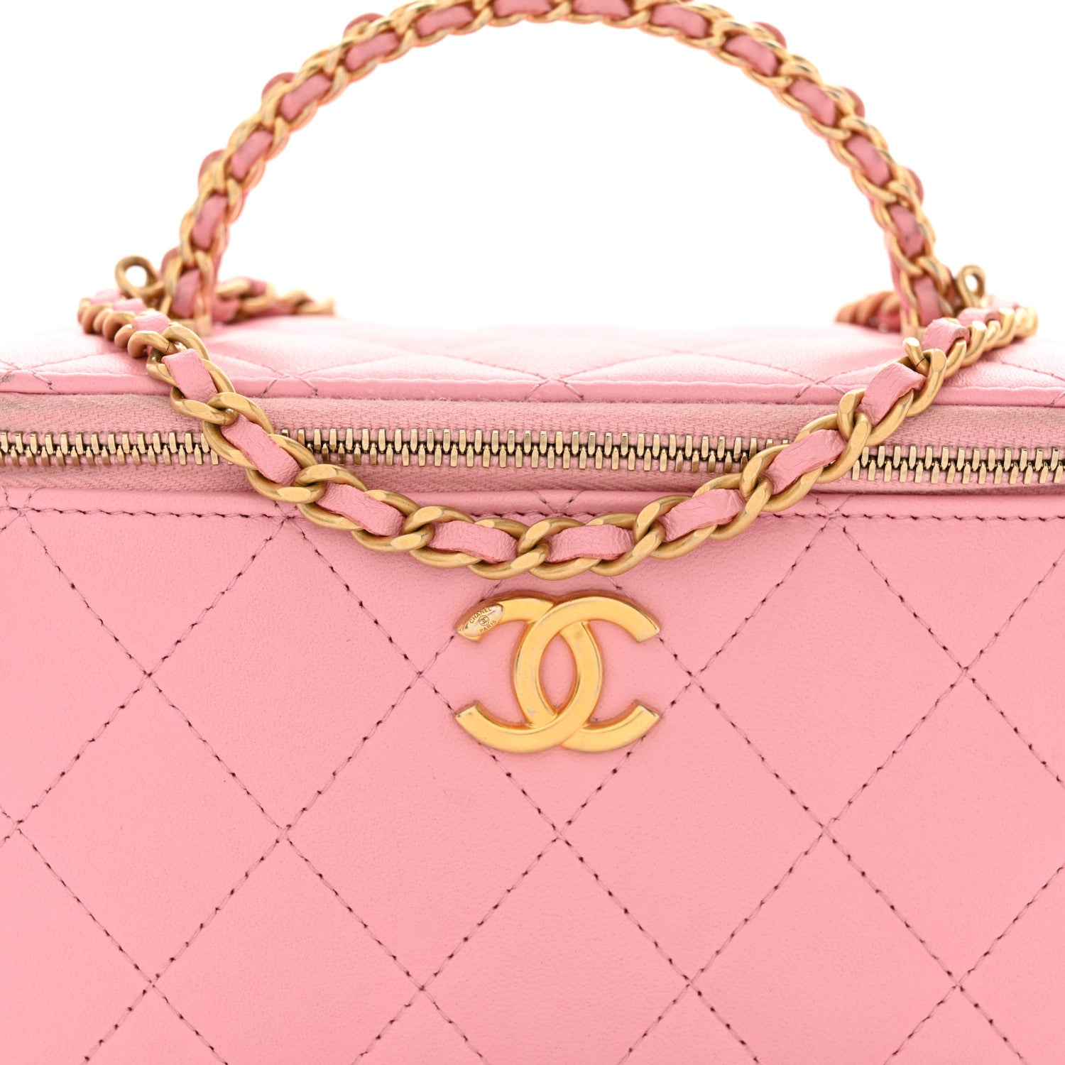 Chanel Lambskin Quilted Pick Me Up Vanity Case Pink 1663484