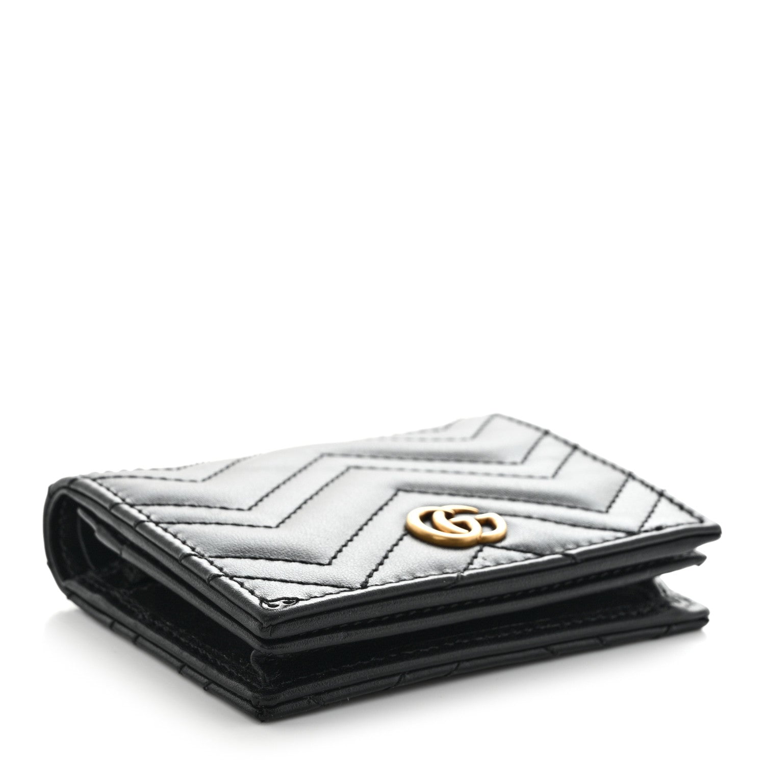 Gucci Calfskin Matelasse GG Marmont Card Case Black 4 of 9