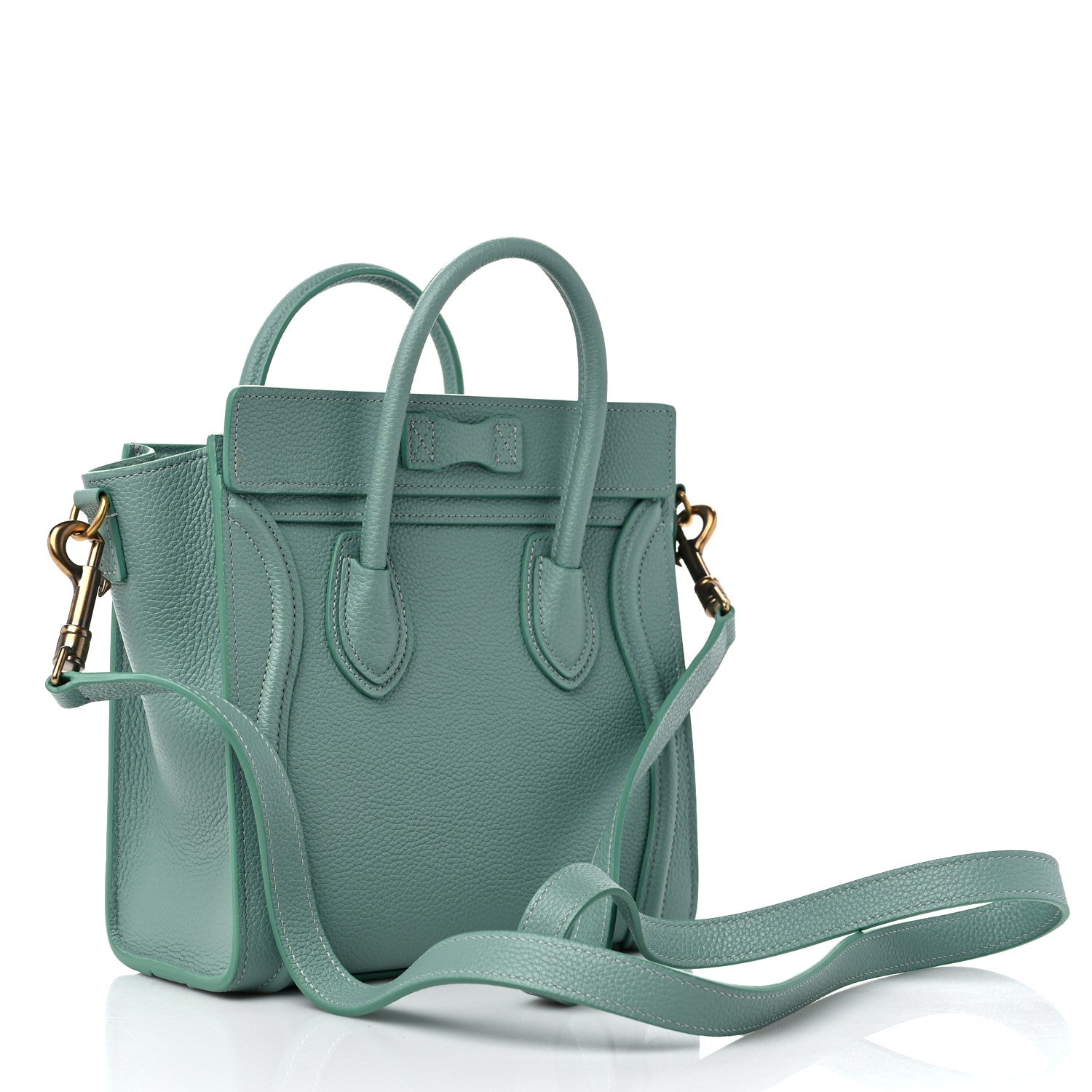 Celine Drummed Calfskin Nano Luggage Ice Mint 3 of 10