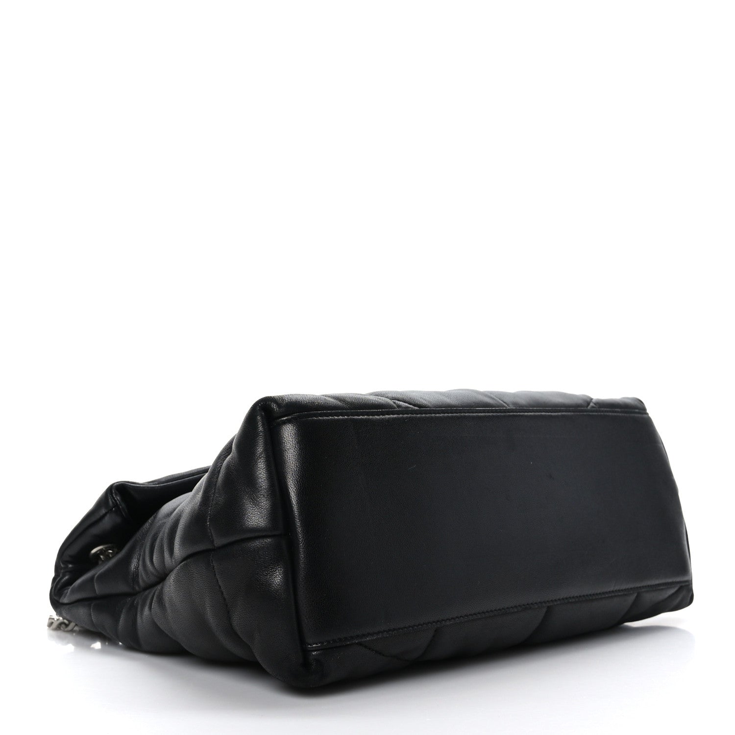 Saint Laurent Lambskin Quilted Medium Loulou Puffer Monogram Chain Satchel Black 4 of 9