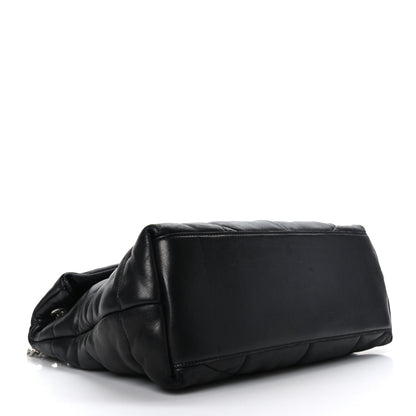 Saint Laurent Lambskin Quilted Medium Loulou Puffer Monogram Chain Satchel Black 4 of 9