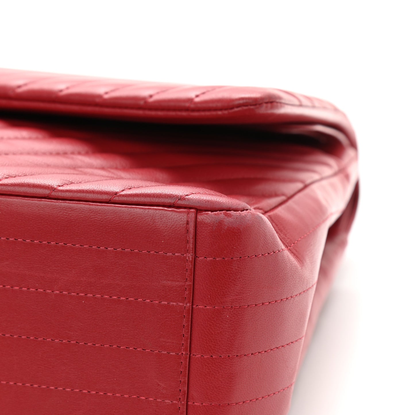 Lambskin Chevron Quilted Maxi Double Flap Dark Red