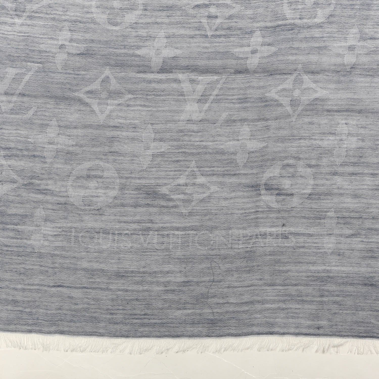 Louis Vuitton Wool Cotton Silk Daily Monogram Stole Denim 3 of 3