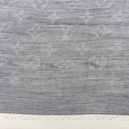 Louis Vuitton Wool Cotton Silk Daily Monogram Stole Denim 3 of 3