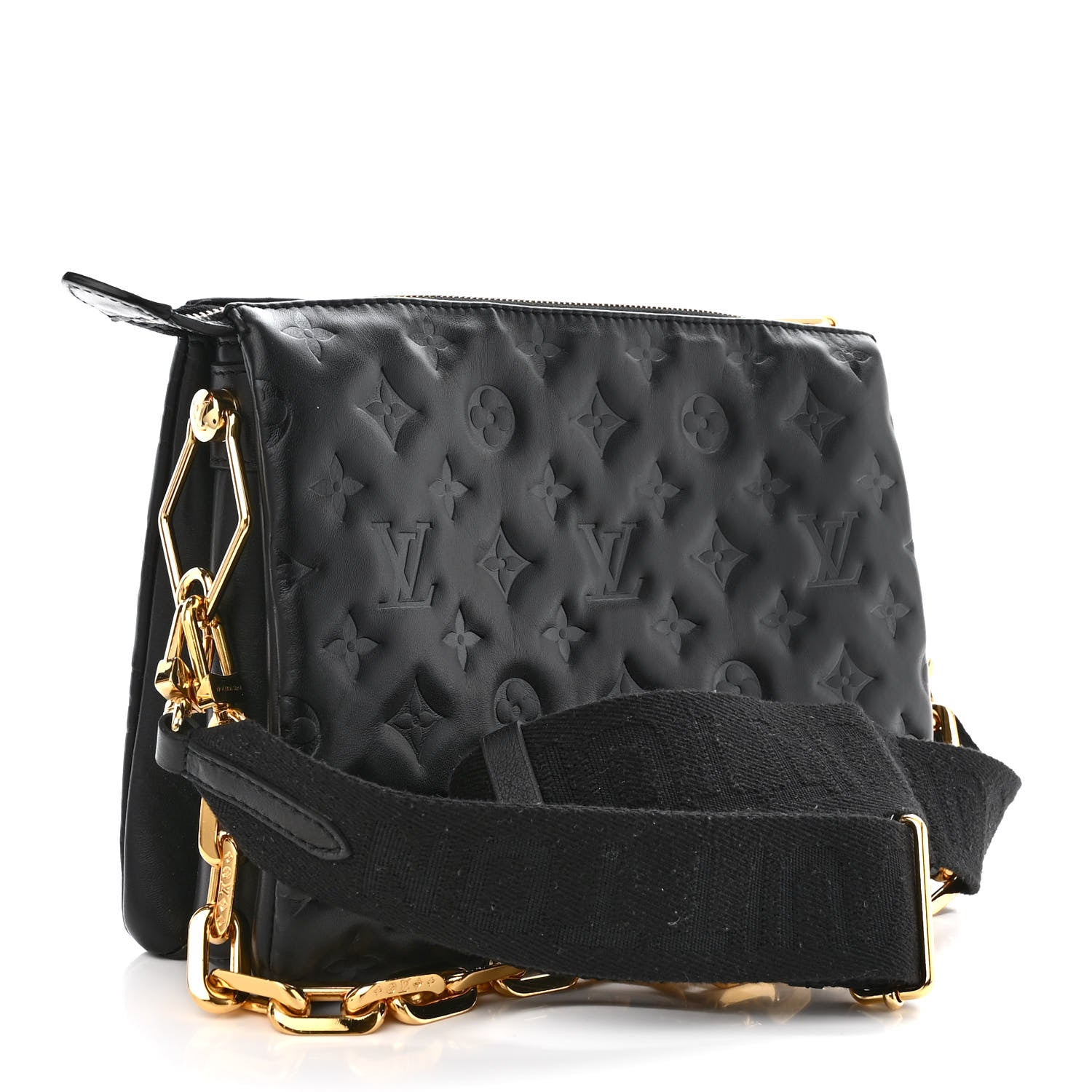 Louis Vuitton Lambskin Embossed Monogram Coussin PM Black 3 of 12