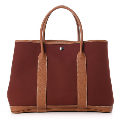 Hermes Toile Militaire Negonda Garden Party Tote 36 MM Rouge H Gold 1 of 7