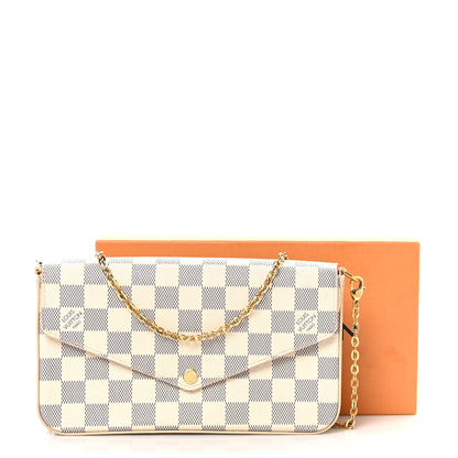 Louis Vuitton Damier Azur Pochette Felicie Chain Wallet Rose Ballerine 11 of 11