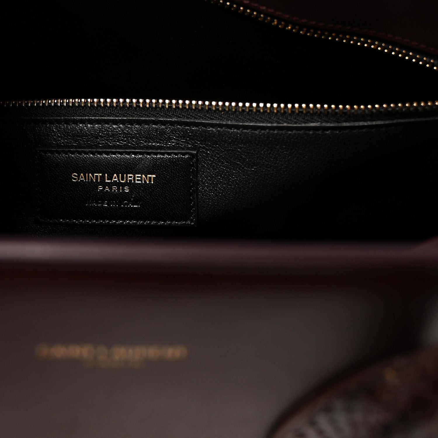 Saint Laurent Calfskin Snakeskin Small Sac De Jour Burgundy 6 of 9