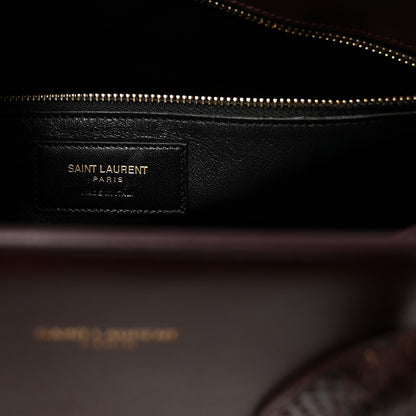 Saint Laurent Calfskin Snakeskin Small Sac De Jour Burgundy 6 of 9