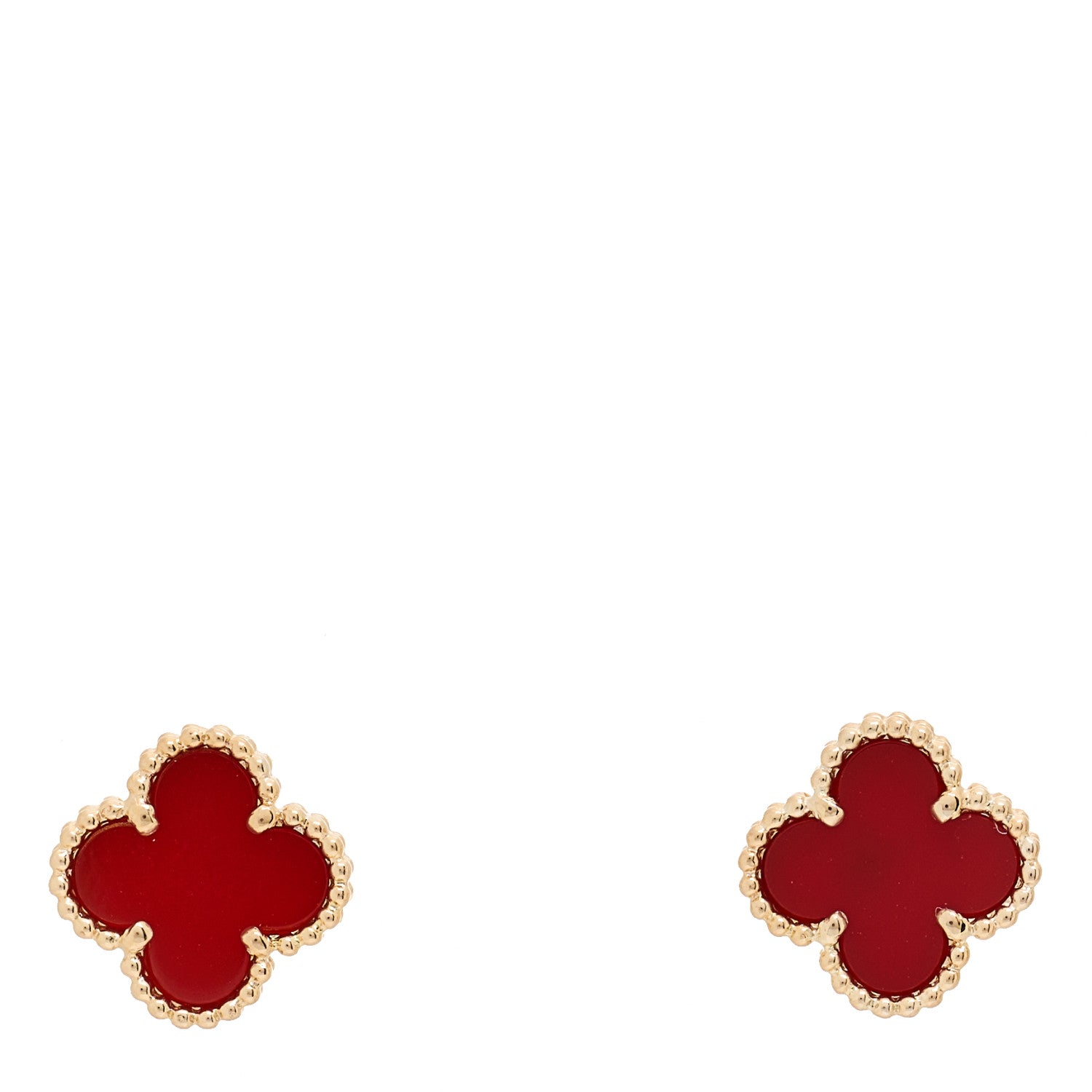 Van Cleef & Arpels 18K Rose Gold Carnelian Sweet Alhambra Earrings 1 of 4