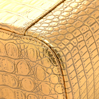 Chanel Metallic Calfskin Crocodile Embossed Cocodile Top Handle Vanity Gold 12 of 12