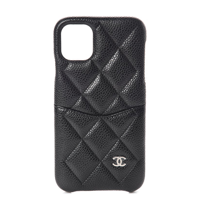 Chanel Caviar Quilted iPhone 11 Tech Case Black Burgundy 1 of 5