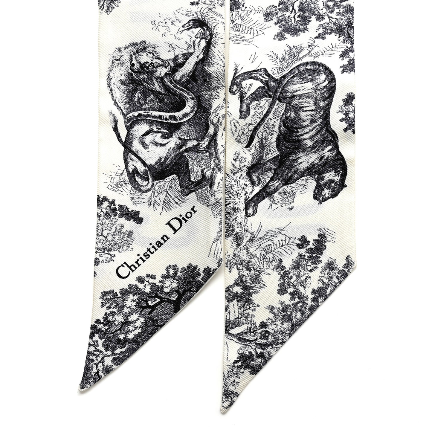 Silk Toile De Jouy Mitzah Scarf Navy Blue