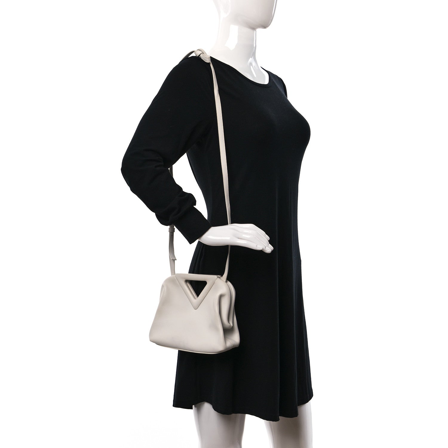 Bottega Veneta Calfskin Small The Point Triangle Bag Chalk 2 of 10