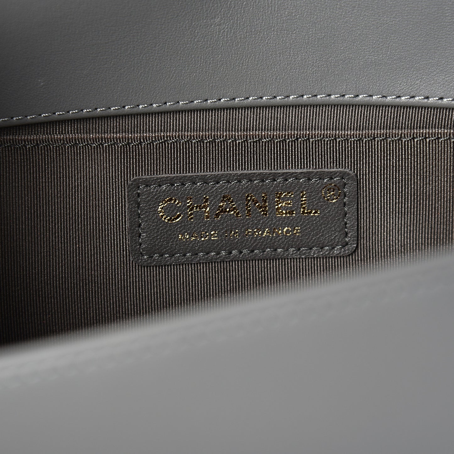 Calfskin Quilted Medium Boy Flap Grey