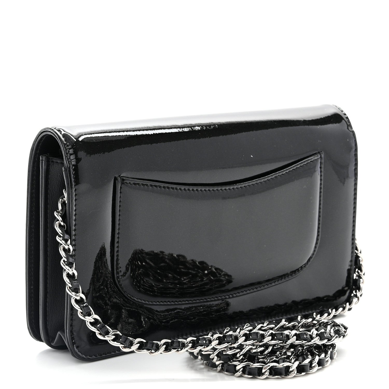 Chanel Patent Strass Wallet On Chain WOC Black 3 of 12