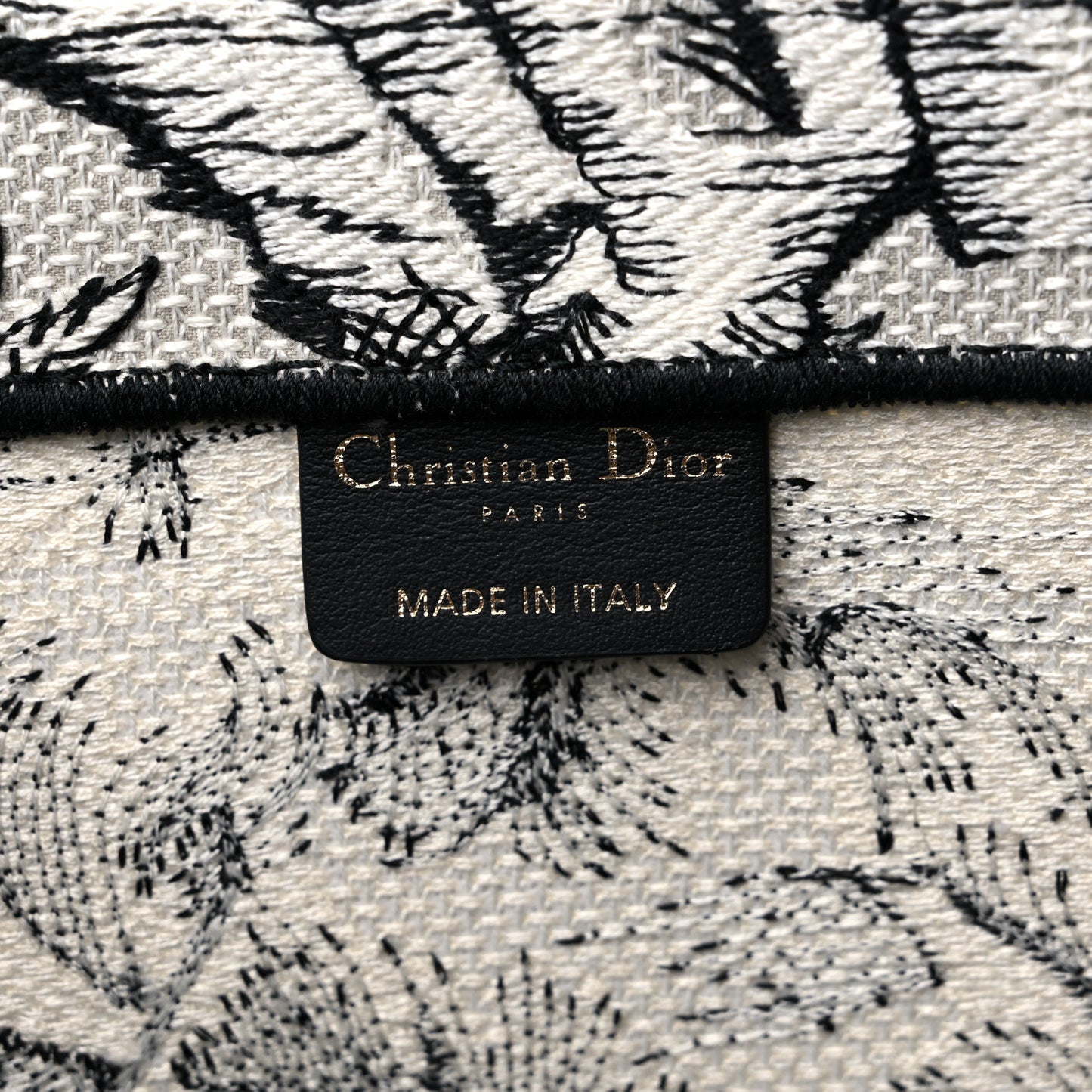 Canvas Embroidered Toile De Jouy Book Tote White Black