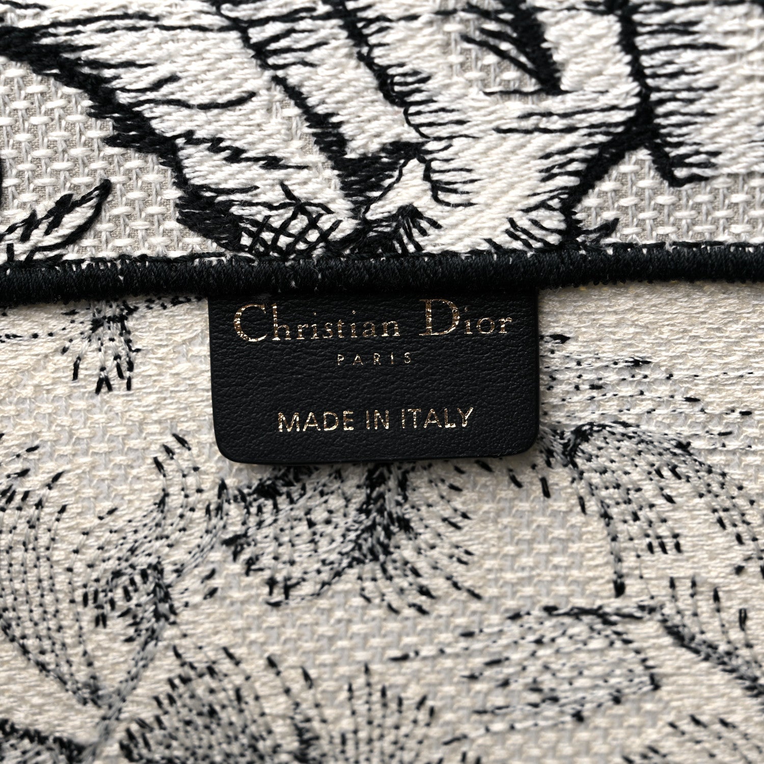 Christian Dior Canvas Embroidered Toile De Jouy Book Tote White Black 6 of 10
